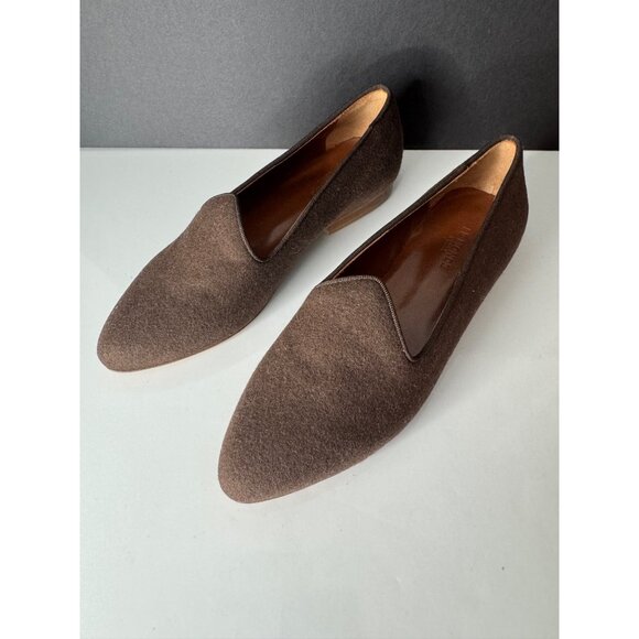 NEW Le Monde Beryl Wool Venetian Slipper Loafer Flats Brown Velvet EU 36 - Picture 3 of 6